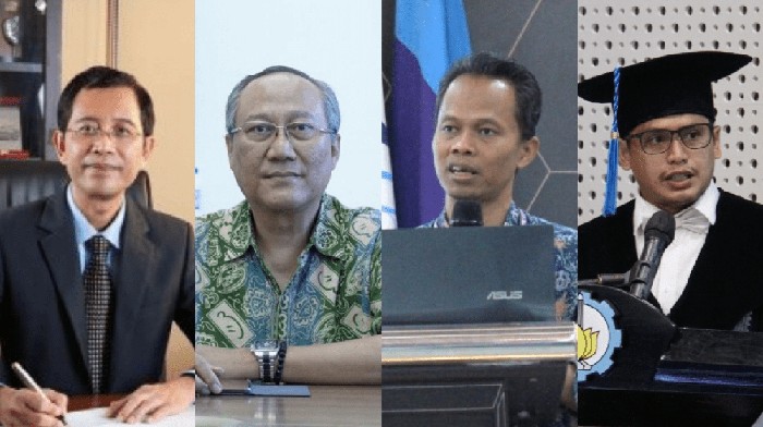 (dari kiri) Prof Ir I Nyoman Pujawan MEng PhD, Prof Drs Ec Ir Riyanarto Sarno MSc PhD, Prof Tohari Ahmad SKom MIT PhD, dan Prof Adi Setyo Purnomo SSi MSc PhD dari ITS yang masuk Top 2% Scientist in the World 2024