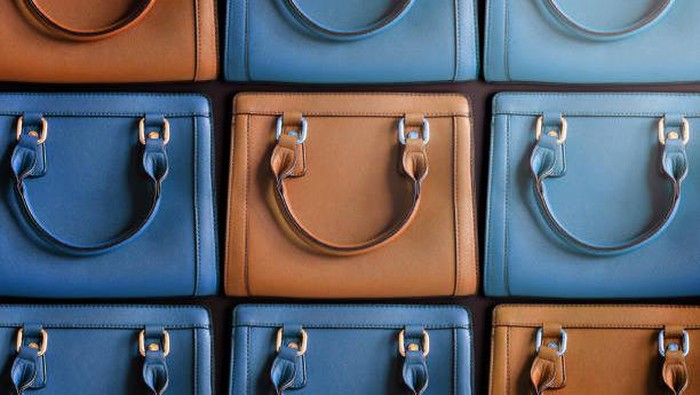 Bags of fashion items in various colors