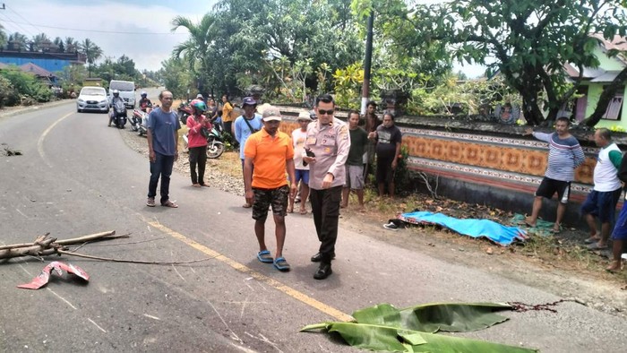 Polisi olah TKP kecelakaan maut di Banggai.