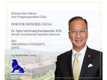Menperin Agus Gumiwang Raih Gelar Doktor Kehormatan dari Hiroshima University