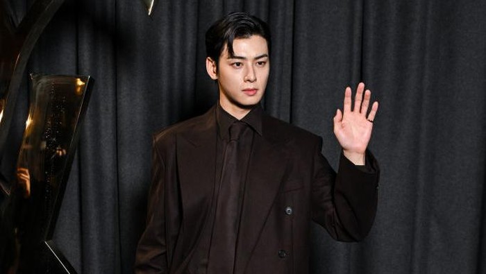 PARIS, FRANCE - SEPTEMBER 24: (EDITORIAL USE ONLY - For Non-Editorial use please seek approval from Fashion House) Eun-Woo Cha attends the Saint Laurent Womenswear Spring-Summer 2025 show as part of Paris Fashion Week on September 24, 2024 in Paris, France. (Photo by Stephane Cardinale - Corbis/Corbis via Getty Images)