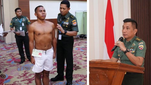 Joni (foto) kiri lolos seleksi Calon Bintara TNI AD dan Kapendam IX Udayana Kolonel Inf Agung Udayana.