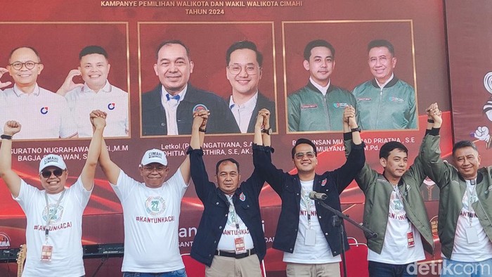 Kontestan Pilwalkot Cimahi Saling Genggam Tangan di Deklarasi Kampanye Damai