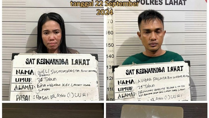 Pasangan kekasih AZP (30) dan WSM di Lahat saat ditangkap polisi.