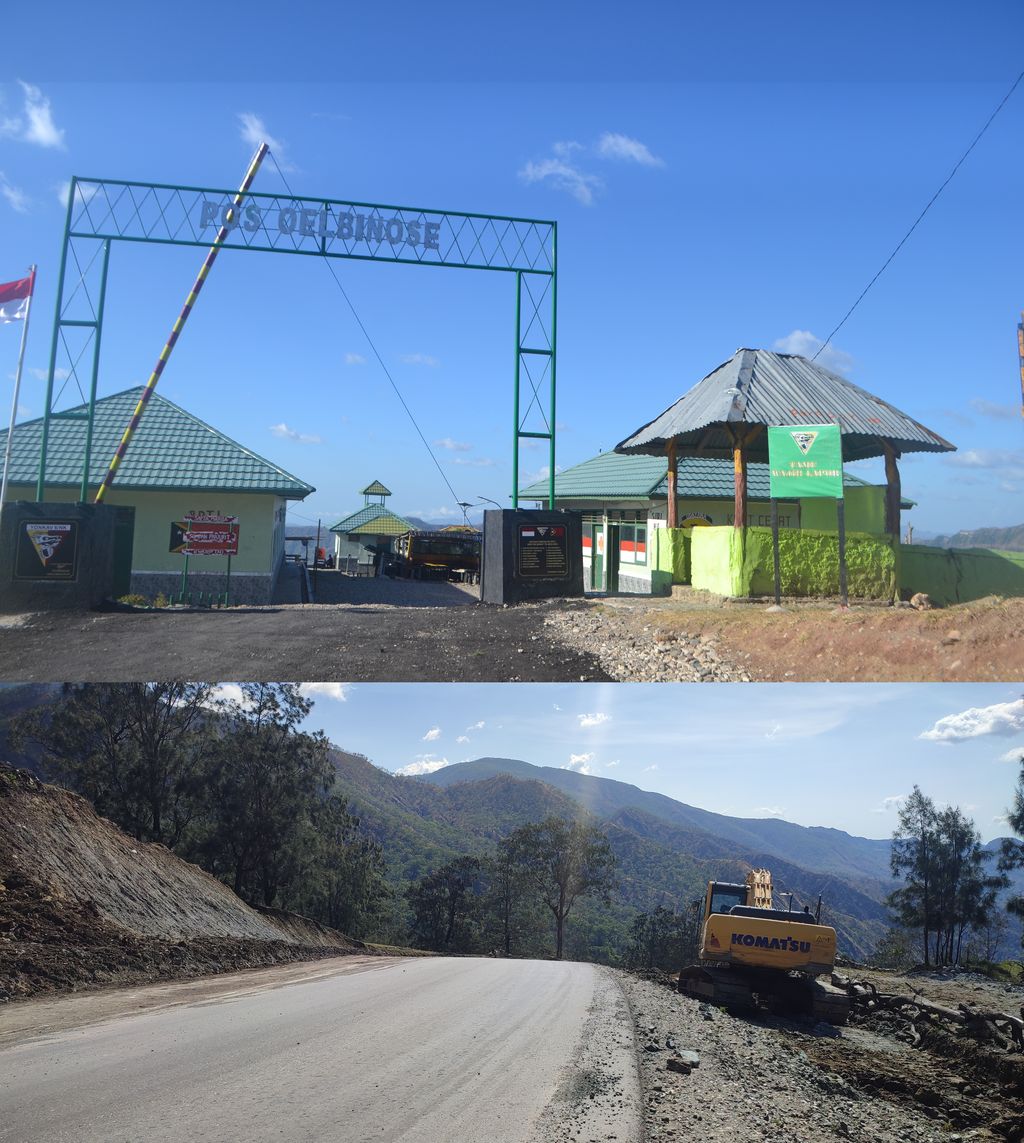 Pos tentara Oelbinose dan jalan sekitar Oelbinose, Mutis, Timor Tengah Utara, NTT