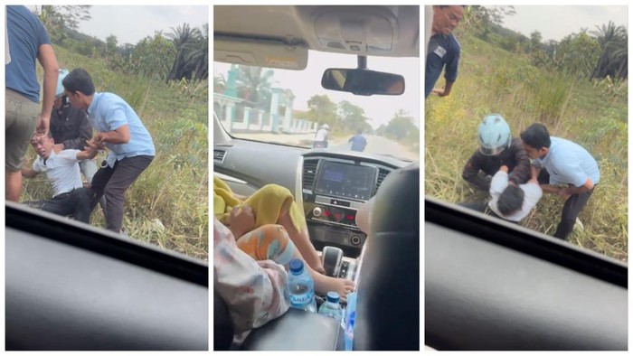 Bripka Rico saat kejar komplotan curanmor bersama istri dan anaknya.