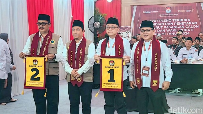 Dua pasang calon Bupati Sukabumi saat penetapan nomor urut