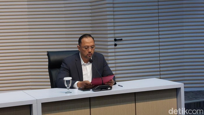 Juru Bicara KPK Tessa Mahardhika saat jumpa pers di KPK