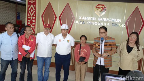 Pj Gubernur NTT Andriko Noto Susanto dan Ketum KONI NTT Josef Nae Soi saat memberikan keterangan kepada awak media di kantor Gubernur NTT, Rabu (25/9/2024). (Foto: Simon Selly/detikBali)