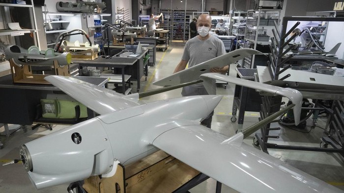 Workers assemble Raybird long-range surveillance drones at the Skyeton drone-manufacturing hub in the Kyiv region, Ukraine, Wednesday, Sept. 25, 2024. (AP Photo/Efrem Lukatsky)