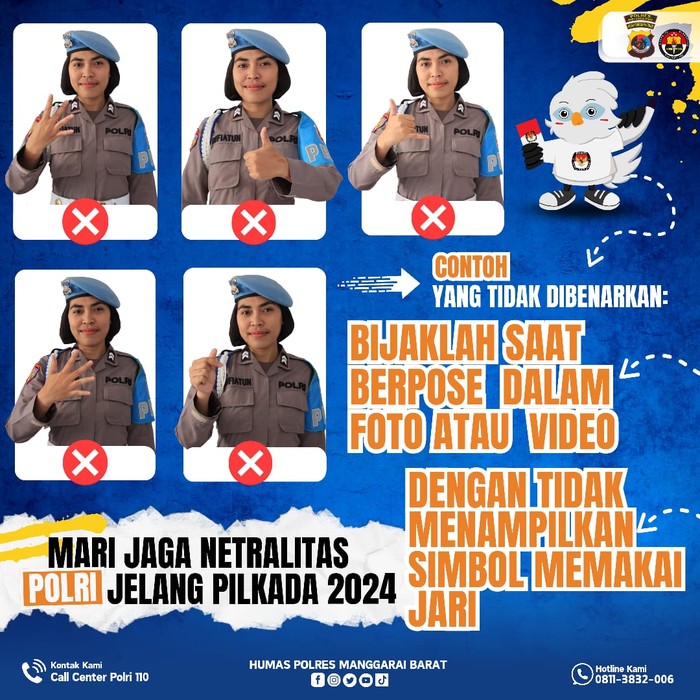 Selebaran larangan anggota Polri foto menunjukkan jari selama masa kampanye Pilkada 2024.