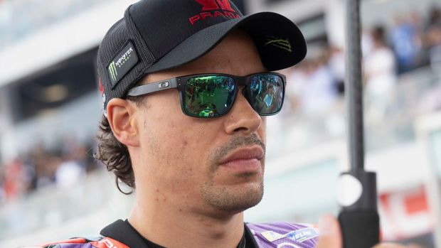 MISANO ADRIATICO, ITALY - SEPTEMBER 22: Franco Morbidelli of Italy and Prima Pramac Racing prepares to start on the grid during the MotoGP race during the MotoGP Of Emilia Romagna - Race at Misano World Circuit on September 22, 2024 in Misano Adriatico, Italy. (Photo by Mirco Lazzari gp/Getty Images)