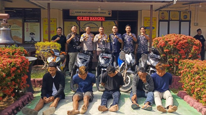 Komplotan pencuri motor di Bangka Barat diamankan polisi.