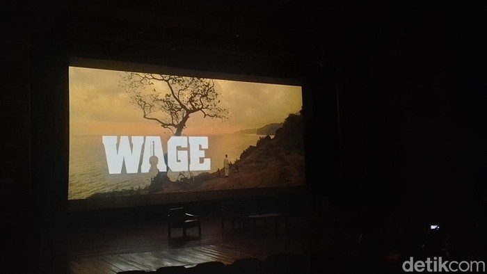 Nobar film WAGE, biopik WR Soepartman di Gedung Pusat Perfilman Usmar Ismail, Kuningan, Jakarta Selatan, Kamis (26/9/2024).