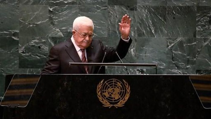 Palestinian President Mahmud Abbas arrives to speak during the 79th Session of the United Nations General Assembly at the United Nations headquarters in New York City on September 26, 2024. Abbas called on the international community to stop sending weapons to Israel in order to halt bloodshed in the West Bank and Gaza. 