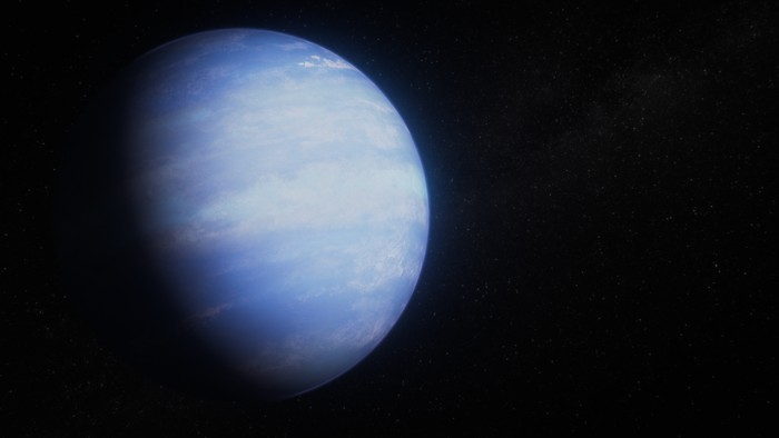 Perkiraan rupa planet WASP-107b berdasarkan data penelitian.