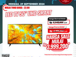 Smart LED TV 50 UHD Diskon Besar-besaran di Transmart Full Day Sale