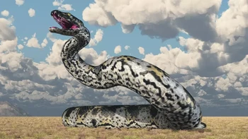 1. Titanoboa cerrejonensis seukuran T. rex dengan berat 1,25 ton. Titanoboa cerrejonensis bukanlah monster fiksi yang dibuat untuk film horor, melainkan makhluk nyata yang pernah merayap melalui hutan lembab dan sungai di Amerika Selatan. Titanoboa adalah ular terbesar yang pernah ada . Berasal dari 60 juta tahun yang lalu, ular ini adalah kakek prasejarah dari anaconda dan boa modern di wilayah ini. Tulang belakangnya yang kira-kira 250 membentuk kerangka besar sepanjang 13 m yang akan dipelihara dengan makanan buaya dan ikan sungai. Diperkirakan beratnya mencapai 1.130 kg, menurut Universitas Indiana. Foto: LiveScience