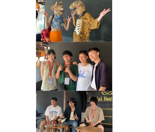 3 band asal Taiwan yang menyampaikan kesannya perdana perform di Indonesia saat konferensi pers di Denpasar, Minggu (29/9/2024). (Rizki Setyo)