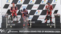 Dengan hasil ini, Jorge Martin kian kukuh di posisi teratas klasemen MotoGP 2024. Dia mengumpulkan 366 poin. MotoGP 2024 akan lanjut lagi akhir pekan depan. MotoGP Jepang yang akan digelar. Jorge Martin bisa menang lagi?