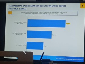 Survei Pilkada Soppeng 2024 LSI Denny JA: Elektabilitas Suwardi-Selle 47,6%
