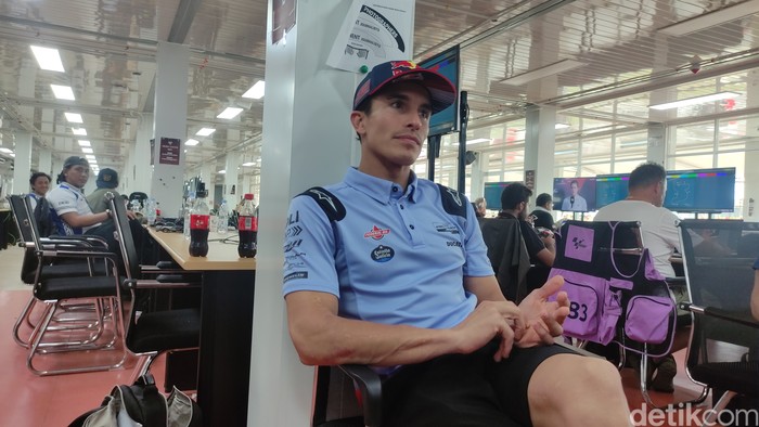 Marc Marquez di ruang Media Centre Sirkuit Mandalika usai race utama hari Minggu, 29 September 2024.