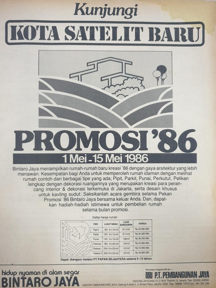 Brosur Iklan Perumahan Tahun 1986