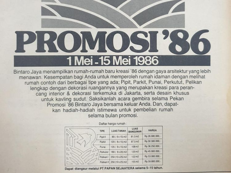 Melihat Brosur Jadul, Rumah 100 Meter di Bintaro Cuma Rp 28 Juta
