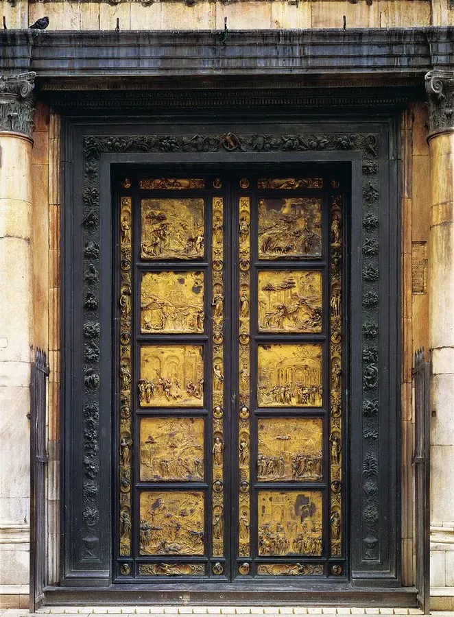 Bronze doors by Lorenzo Ghiberti in the Florence Baptistery.