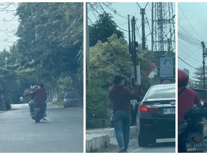 Aksi Koboi Pria Todongkan Pistol ke Pengguna Jalan di Bandar Lampung