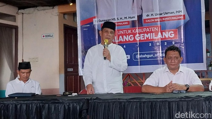 Calon Bupati Malang Gunawan HS saat memaparkan program unggulannya.