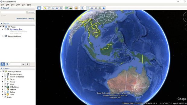 Fitur Google Earth Bisa Putar Waktu. (Tangkapan Layar Google Earth)