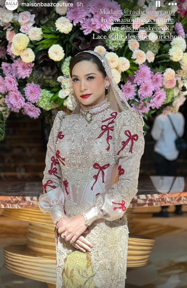 Saat pelantikan anggota DPR RI periode 2024-2029, Rachel Maryam tampil glamour dengan kebaya couture karya desainer MAISON BAAZ COUTURE. Foto: Dok. Instagram
