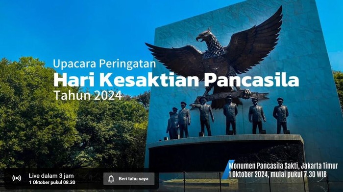 Link live streaming upacara Hari Kesaktian Pancasila 2024.