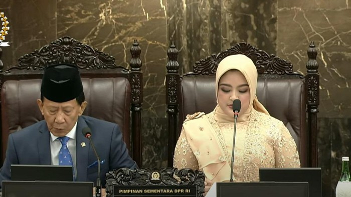 Pimpinan DPR sementara Guntur dan Annisa (dok. YouTube MPR)
