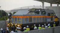 Jakpro melakukan uji coba jalur untuk memastikan keamanan dan kelancaran jalur LRT Jakarta Fase 1B itu.  