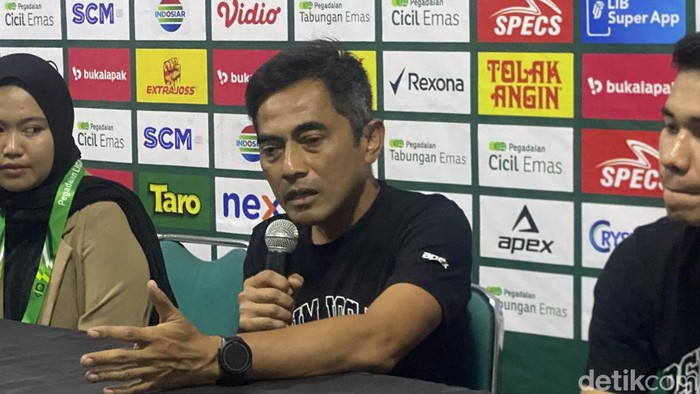 Jumpa pers PSIM Jogja usai ditahan imbang Persijap Jepara, Selasa (2/10/2024).