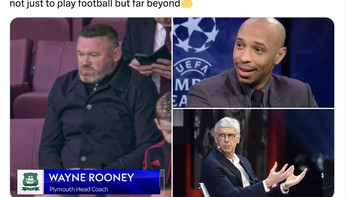 Dibandingkan Thierry Henry yang usianya jauh di atasnya, Rooney terlihat lebih tua. Foto: Twitter/X