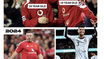 Rooney juga lebih muda dari Cristiano Ronaldo, tapi Ronaldo tampak jauh lebih muda dan lebih fit. Foto: Twitter/X