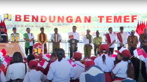 Presiden Joko Widodo (Jokowi) meresmikan Bendungan Temef di Kabupaten Timor Tengah Selatan (TTS), Nusa Tenggara Timur (NTT), Rabu (2/9/2024). (Youtube Sekretariat Presiden)