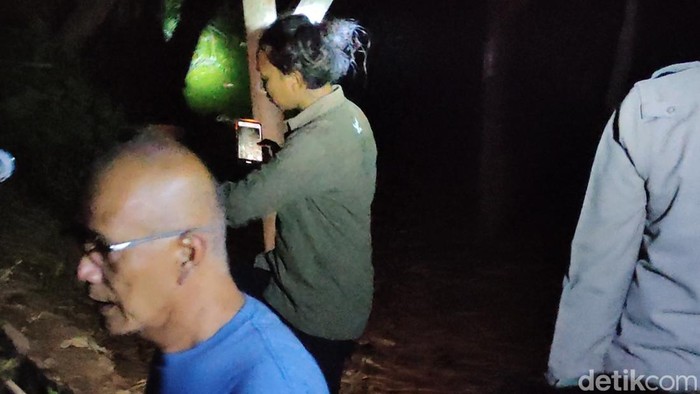 Dede Inoen ikut turun bantu cari buaya yang lepas di penangkaran Cianjur.