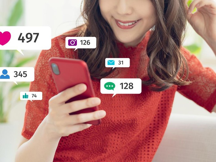 Social networking service concept. Influencer marketing.