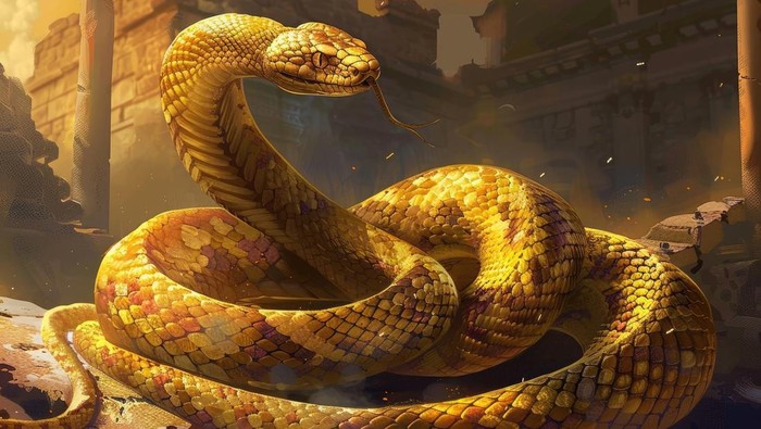 Ilustrasi ular sebagai hewan mitologi