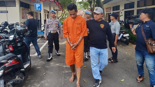 Tersangka kasus curanmor, Putu Suardiana, di Polres Jembrana, Kamis (3/10/2024).