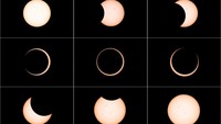 A combination picture shows an annular solar eclipse observed from Tahai archaeological monument area in the Rapa Nui national park managed by the Mau Henua native community at Easter Island, Chile October 2, 2024. REUTERS/Ivan Alvarado