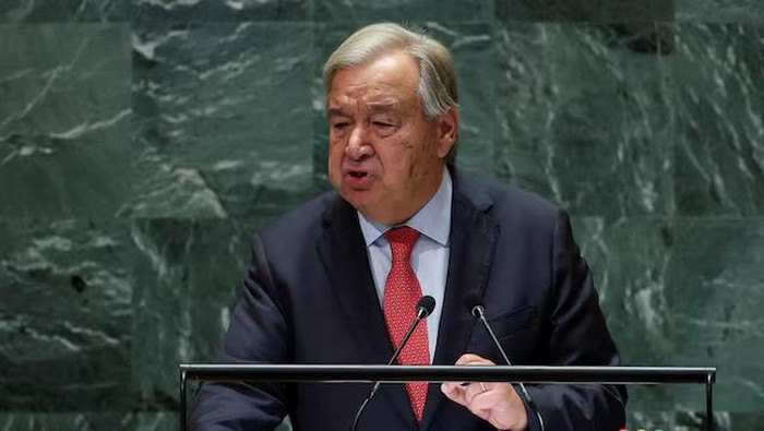 United Nations Secretary-General Antonio Guterres addresses the 79th United Nations General Assembly at U.N. headquarters in New York, U.S., September 24, 2024. REUTERS/Mike Segar/File Photo Purchase Licensing Rights