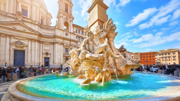 Fontana dei Quattro Fiumi di Piazza Navona, Roma, Italia