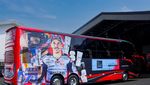 Potret Bus Juragan99 Trans dengan Livery ala Tim Gresini MotoGP