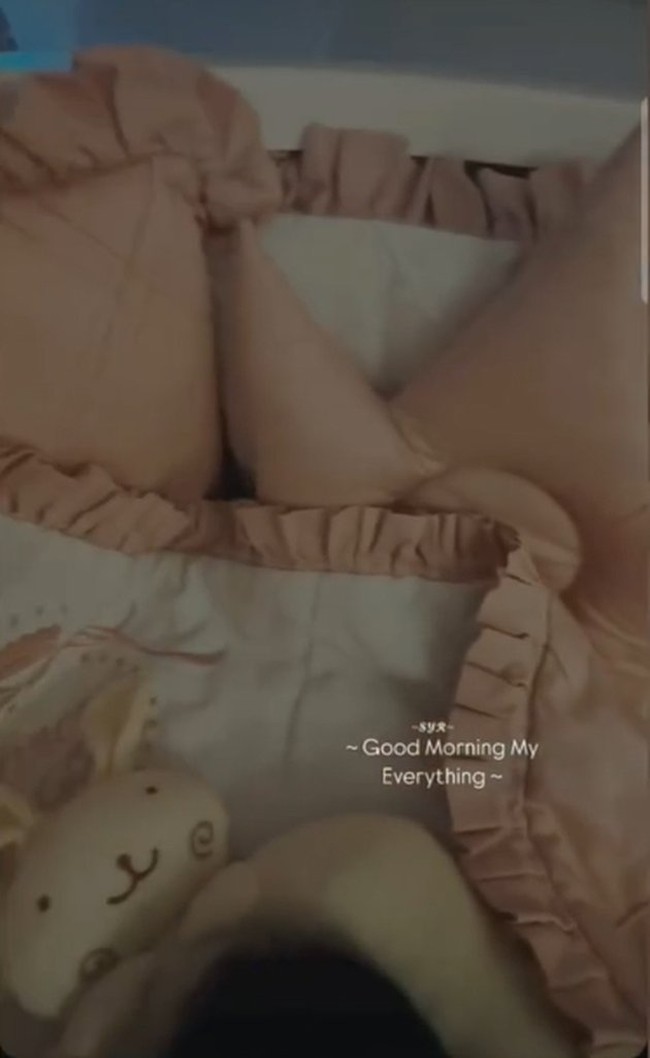 Didominasi dengan warna salem, tempat tidur baby Princess R tampak begitu nyaman. Syahrini tampaknya juga menyediakan boneka untuk menemani putri kecilnya tidur. Foto: Instagram/@princessyahrini