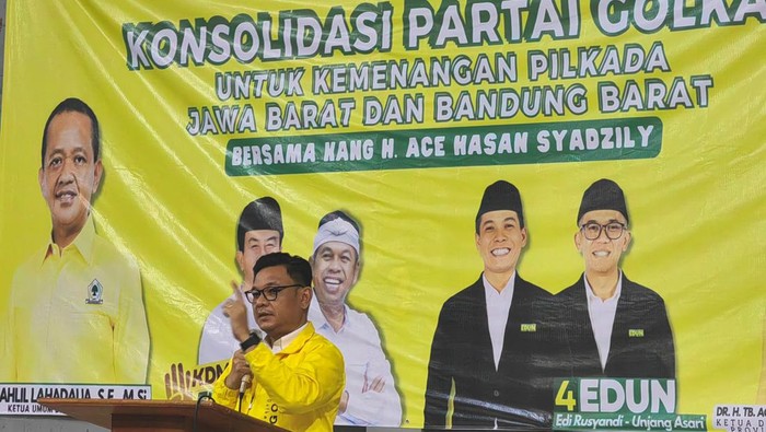 Ketua DPD Partai Golkar Jabar Tubagus Ace Hasan Syadzily saat konsolidasi partai di Bandung Barat
